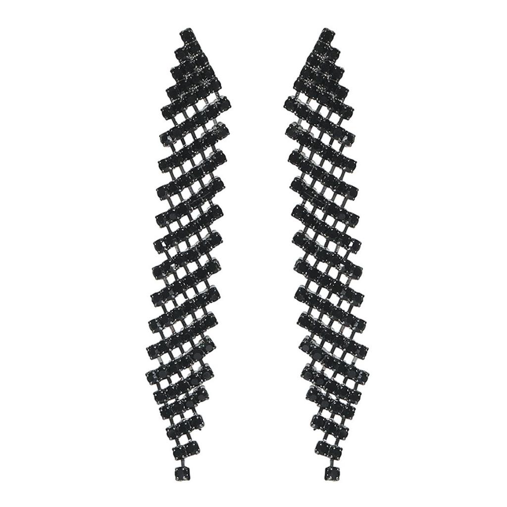 Классические длинные черные серьги-безе из сетки