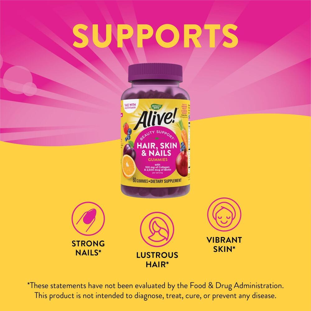 Nature's Way Alive Hair, Skin & Nails Strawberry Flavored Gummies, (1 Unit - 60 Count)