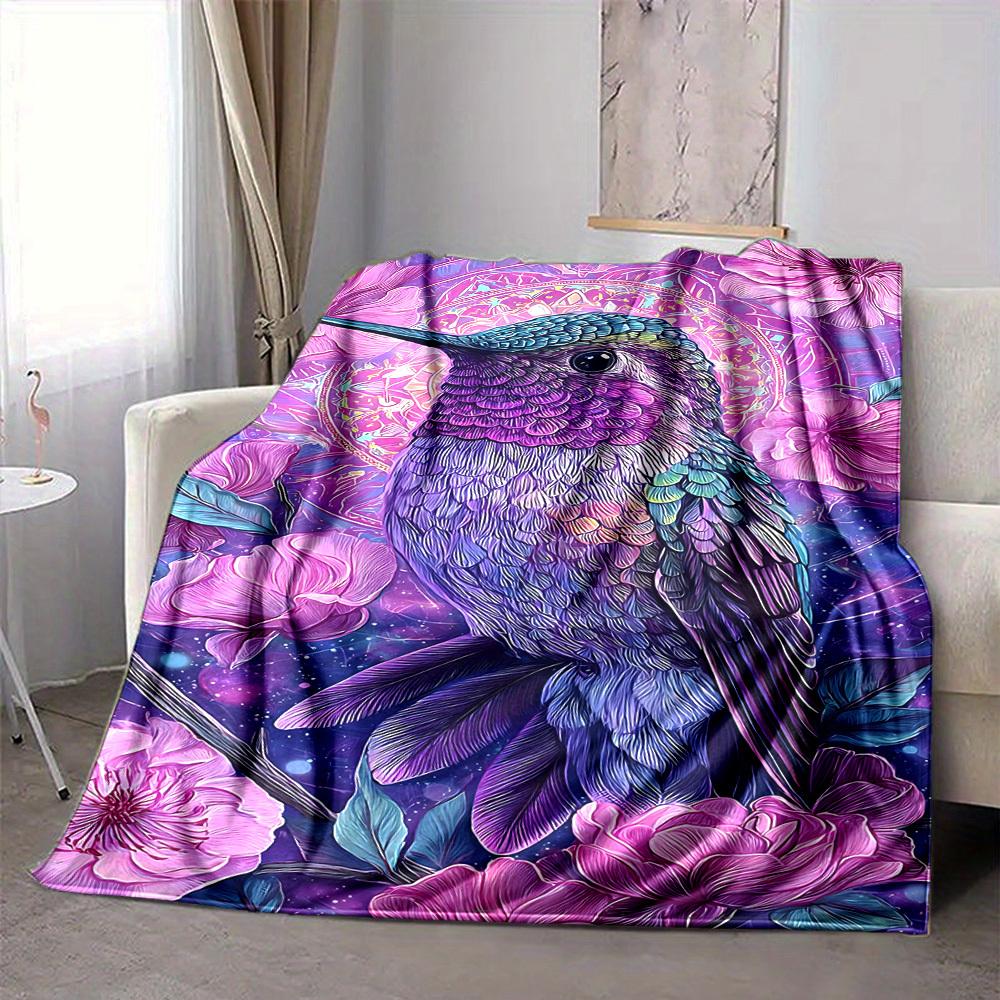 1pc Hummingbird Flowers Blanket, Lightweight Flannel Throw Blanket for Sofa, Bed, Travel, Camping, Living Room, Office, Couch, Chair, and Bed