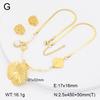 Stainless Steel Gold Flower Set Women 4pcs Necklace Earrings Bracelet Ring Cubic Zirconia Luxury Wedding Party Anniversary Gift