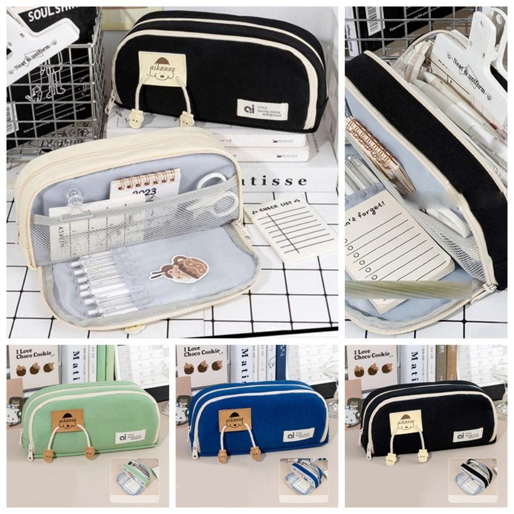 Korean Style Canvas Stationery Bag Desktop Storage Puppy Pencil Pouch School