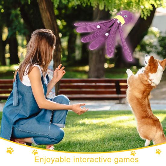 Большая пищащая игрушка для собак «Осьминог», интерактивная мягкая игрушка «Осьминог», неразрушимая игрушка для жевания и перетягивания каната в виде щенка для маленьких, средних и больших собак