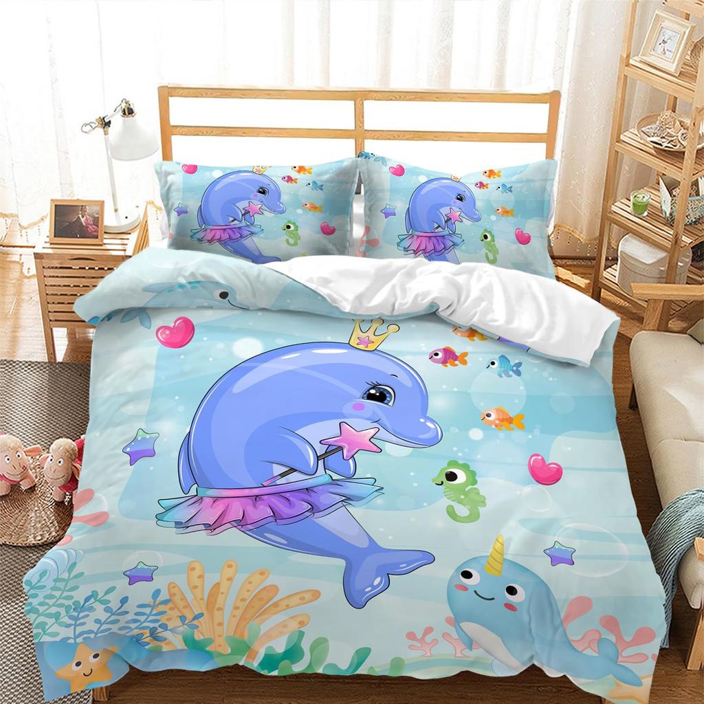 Cute Scales Three-Piece Quilt Cover 3D Digital Printing Bedding Set