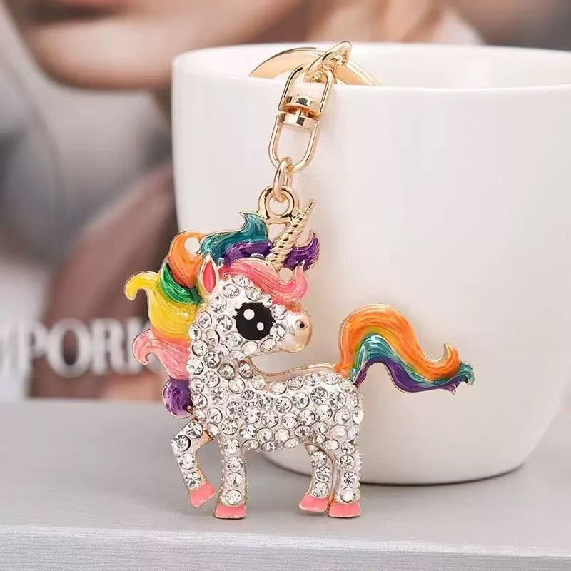 Crystal Unicorn horse for woman fashion metal bag car pendant small gift man jewelry Bag Charm