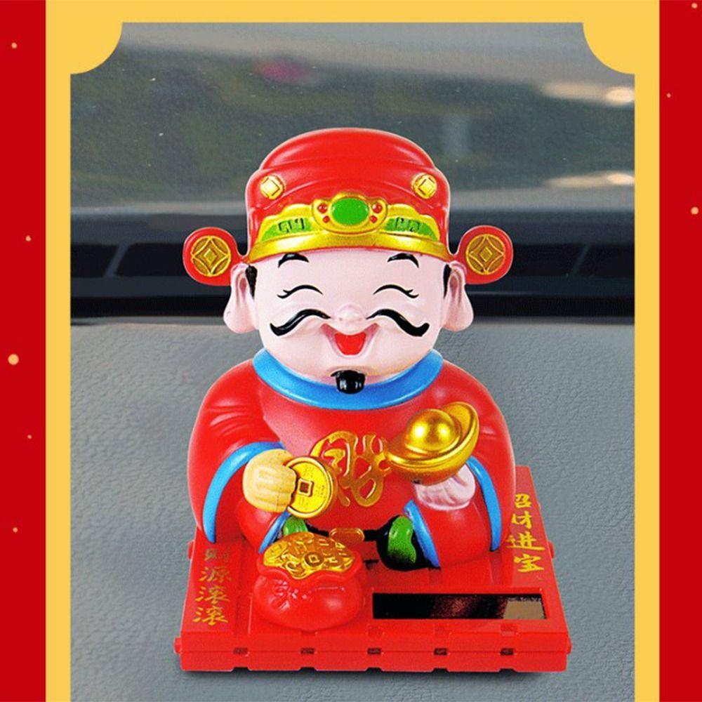 Cartoon Solar Swinging God of Wealth Creative Auto Interior Decoration Car Gadgets