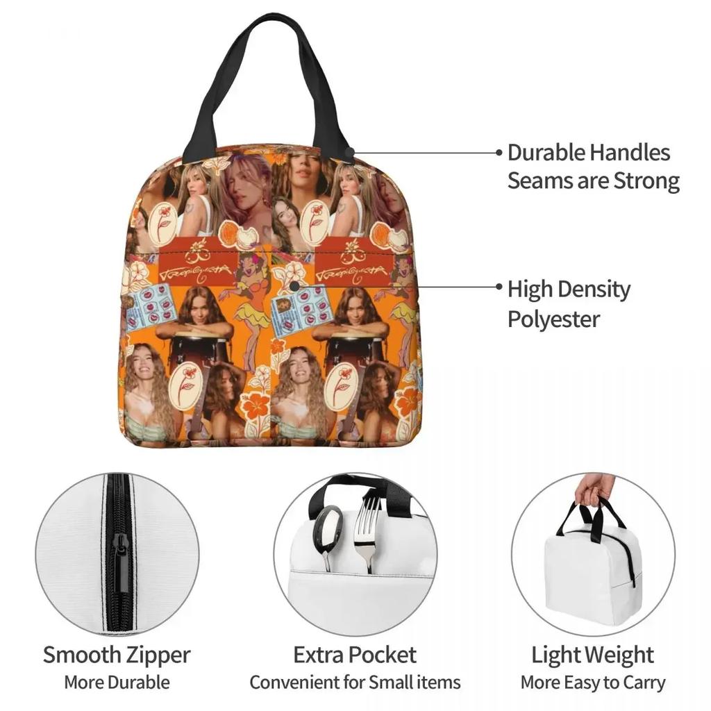 Karol G Tropicoqueta New Album Latina Insulated Lunch Bag for Women Kids Portable Food Boxes Thermal Lunch Box Tote