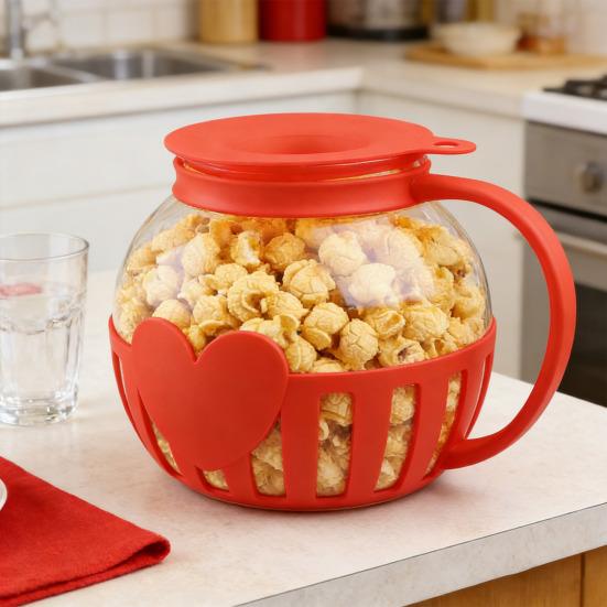 Микроволновая попкорница из боросиликатного стекла с крышкой двойного назначения для здоровых домашних перекусов, быстрое приготовление попкорна