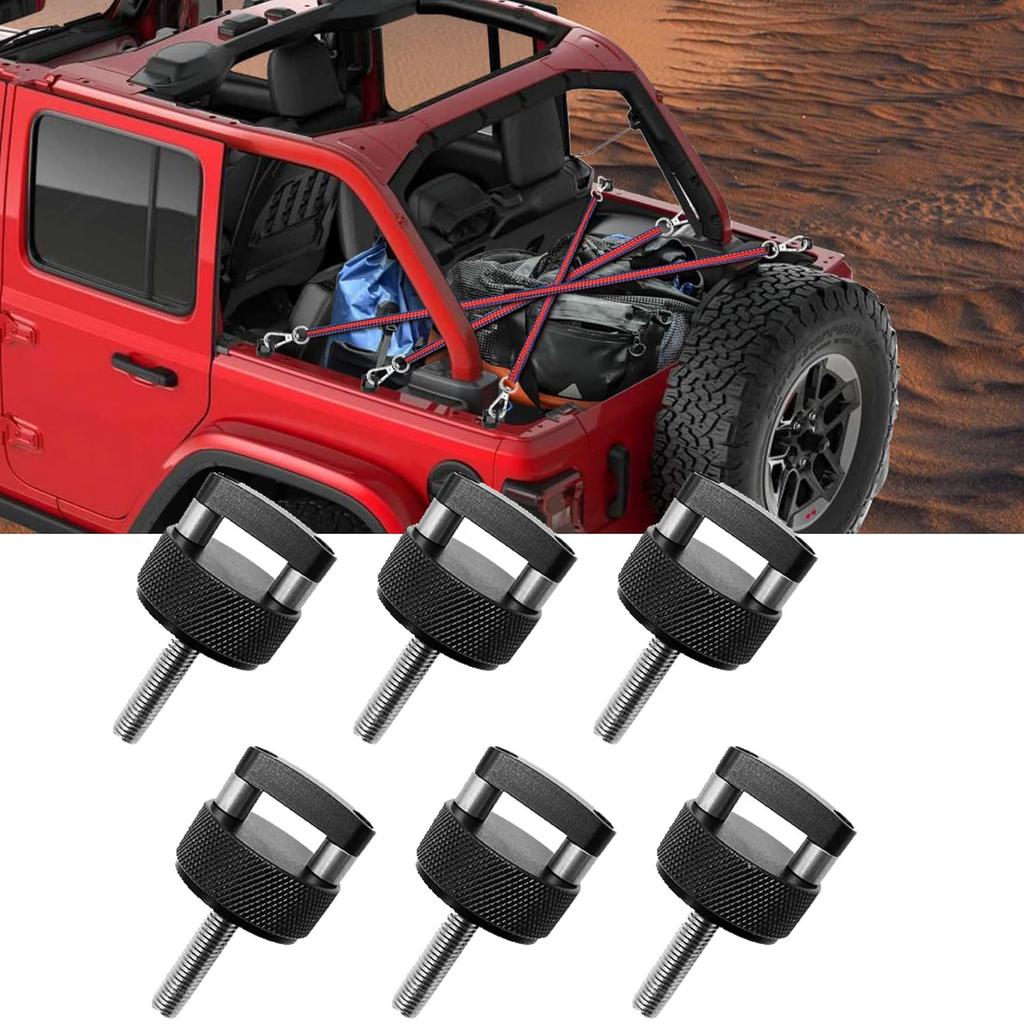 6X Aluminum Hard Top Quick Removal Fastener Thumb Screw For 2007-2018 Jeep Wrangler JK 2DR And Unlimited 4DR