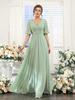 Ever-Pretty Women's Ruffle Sleeves V-neck Lace-up Back Chiffon Floor-Length Bridesmaid Dress