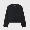 2024 Autumn Women's Neutral Style Crew Neck Black Baseball Jacket with Pockets
