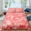 Red Glowing Polygonal Grid Pattern Bedding Set 135×200 Duvet Cover Set with Pillowcase 260×220 Quilt Cover Black Blanket Cover