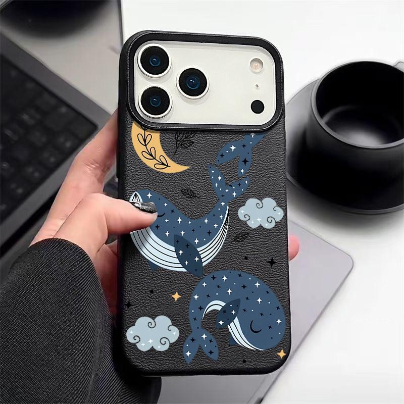 Мультяшный кит Мягкий чехол для телефона для iPhone Air 17 16 Pro Max 15 14 13 12 Pro Max 11 16e Ударопрочный силиконовый чехол с текстурой кожи
