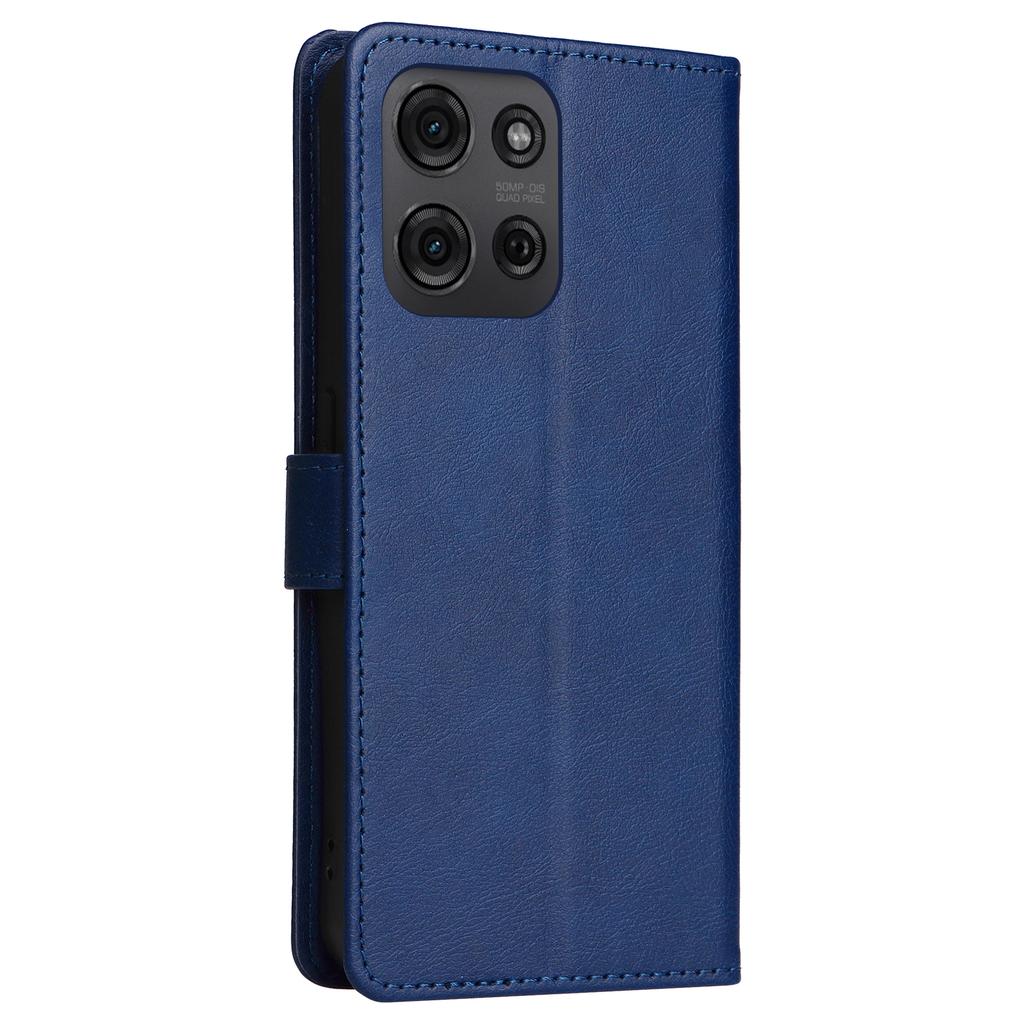 Чехол для Motorola Moto G75 5G, однотонный кожаный чехол для мобильного телефона, кошелек-подставка со шнурком