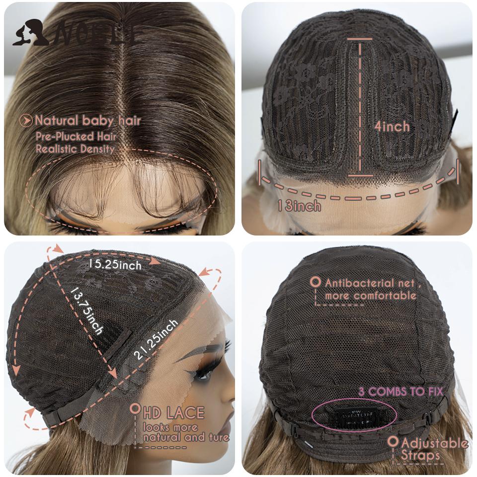 Noble Synthetic Lace Front Wig Body Wave Wig 14 Inch Middle Part Lace Wigs For Women Lace Front Wig Ombre Blonde Golden Wig