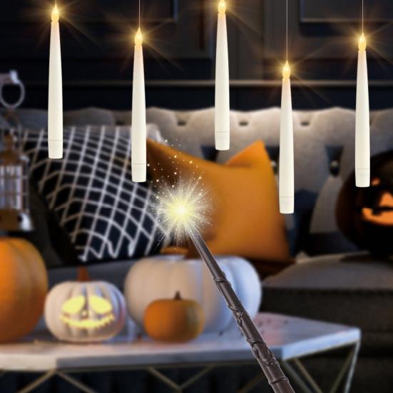 Yousheng 10 шт. плавающие свечи с палочкой дистанционного управления магические подвесные беспламенные свечи светодиодные мерцающие конические свечи для украшения вечеринки на Хэллоуин