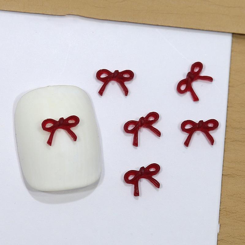 50 шт. винно-красный смоляной бант для ногтей, оптовый микс размера, 3D-лента, бант, мини-кавайные аксессуары для дизайна ногтей, милые украшения для ногтей своими руками