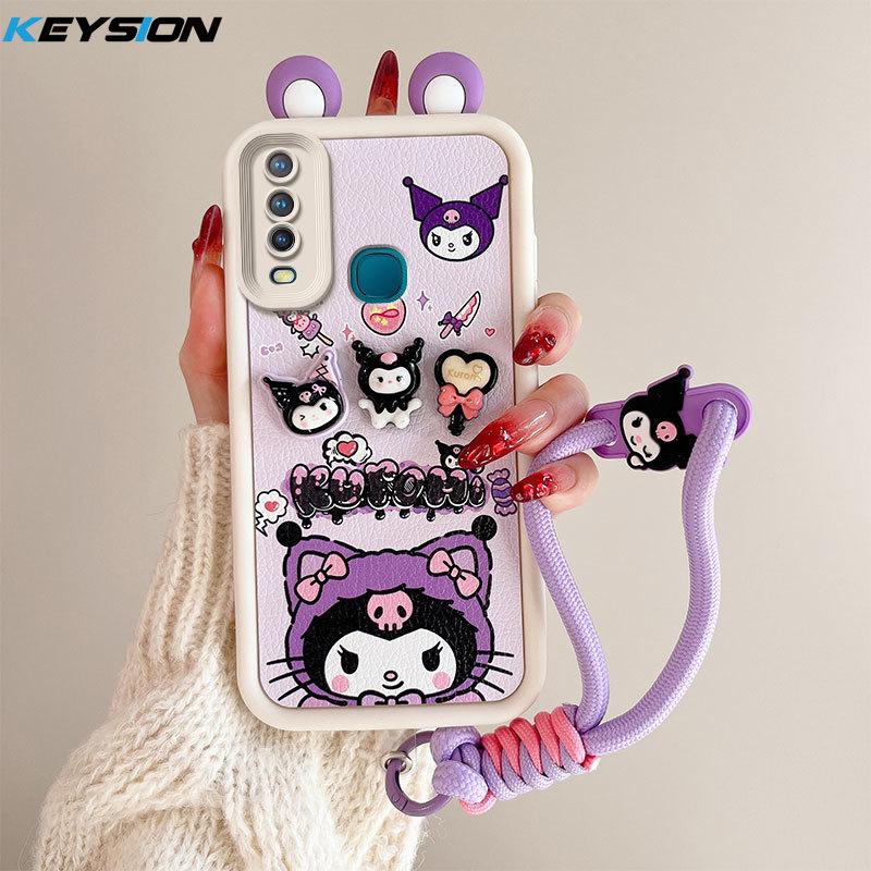 KEYSION Милый чехол с 3D-мультяшным изображением уха для VIVO Y17 Y15 Y12 с браслетом, мягкий силиконовый противоударный чехол для телефона VIVO Y11 2019