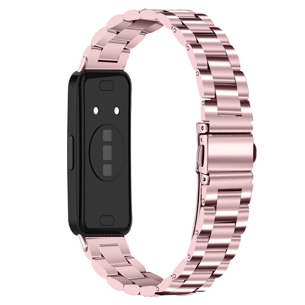 Colored Watch Band for Huawei Band 10/9/8 Stainless Steel 3-Bead Metal Strap