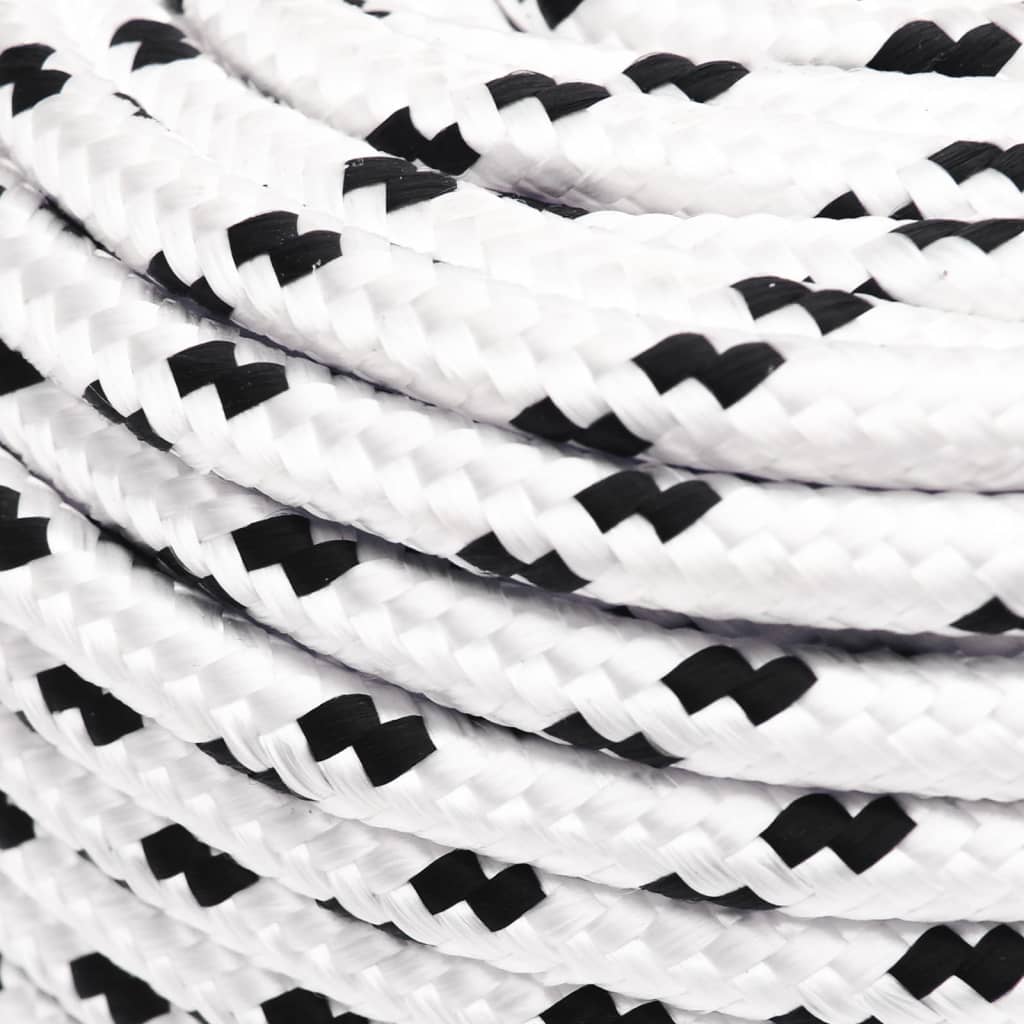 vidaXL Boat Rope Braided White 8 mm x 25 m Polyester