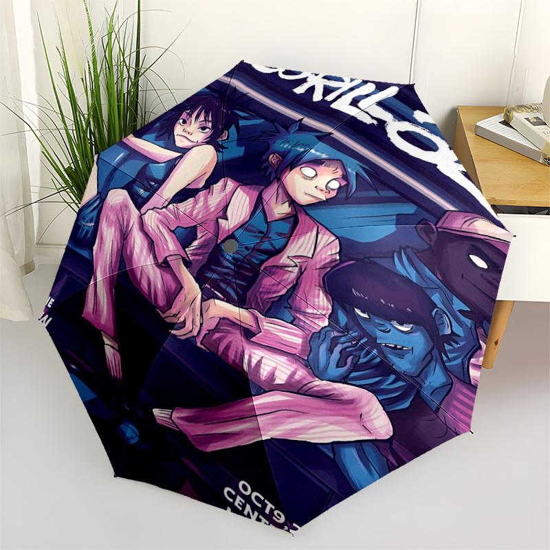 1 шт. Зонт Gorillaz, автоматический, с открытием/закрытием, 8 ребер, прочный каркас, компактный, для путешествий, для мужчин и женщин S1222044