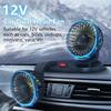 Car Plug Dual-Head Car Fan with Parking Numbers, Universal 5V/USB/12V/24V, Double-Head Rotatable Multi-Functional 2-Speed Adjustable Car Cooling Fan