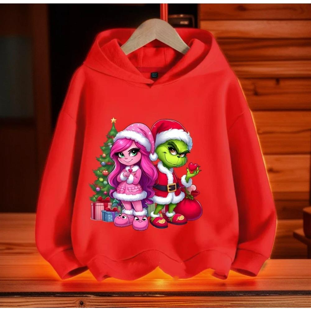 Мультяшные Модные Мужские Женские Толстовки Рождественский Принт Зеленого Монстра Пуловер Мультяшная Повседневная Толстовка Детские Толстовки Одежда с Длинным Рукавом