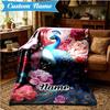 Custom Name Peacock Flowers Romance Blanket Lightweight Ideal Bedding Blanket Perfect for Travel, Camping, Living Rooms, Sofas, Christmas gift