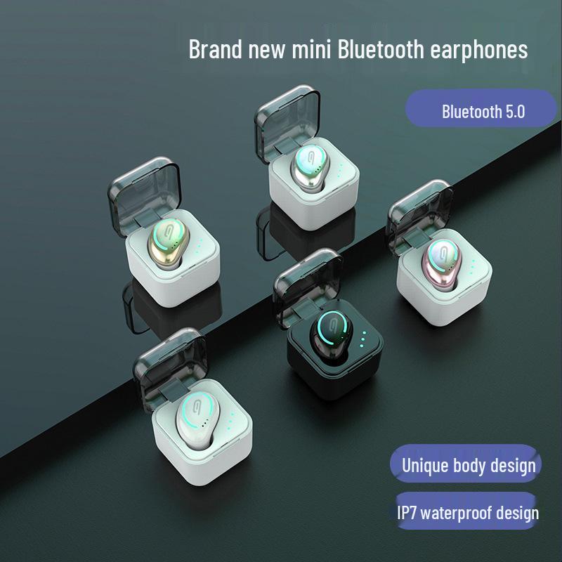 Одноушный Bluetooth 5.0 спортивный наушник с зарядным кейсом (Моно Внутриушные)