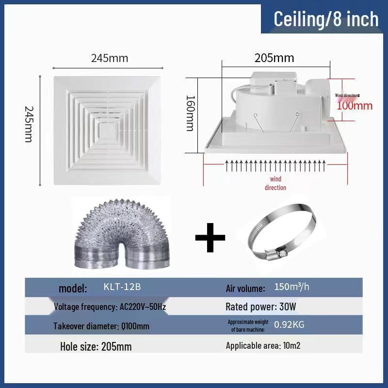 Потолочный бесшумный вентиляционный вентилятор для кухни и ванной комнаты