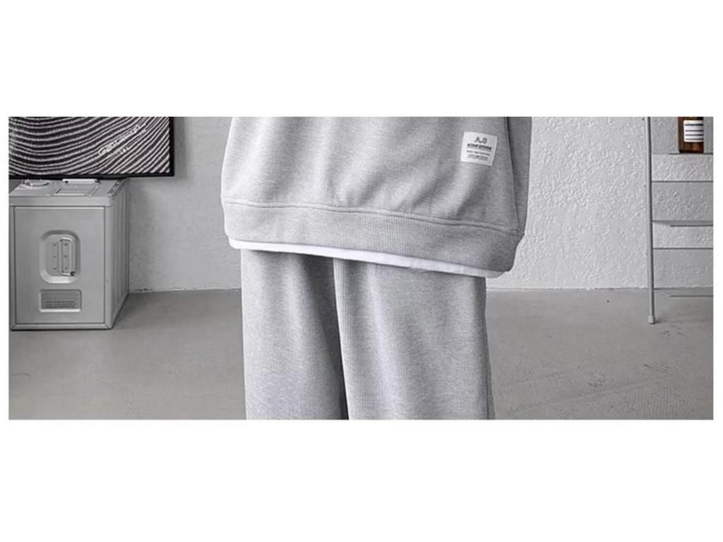 Мужской комплект из вафельной толстовки и спортивных штанов весна/осень - большой размер, молодежная спортивная одежда