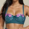 Women Plus Size Bras Half Cup Underwire Bra with Flower Embroidery C Cup Underwear