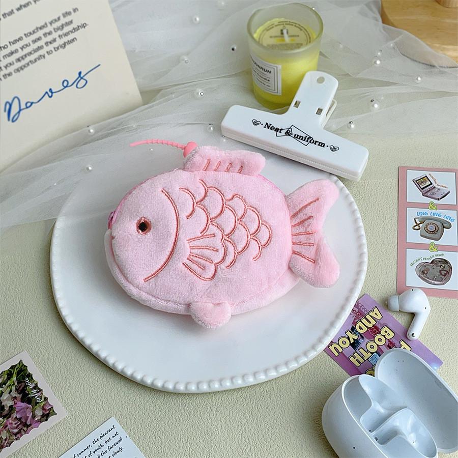 Koi Fish Plush Coin Purse With Data Cable Earphone Storage For Kids And Teens