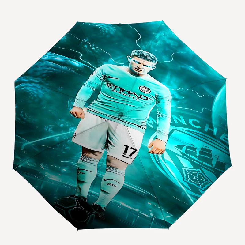 Manchester City, Soccer Player Automatic Opening and Closing Umbrella, Compact Travel Umbrella, Lightweight and Portable, Suitable for Beach