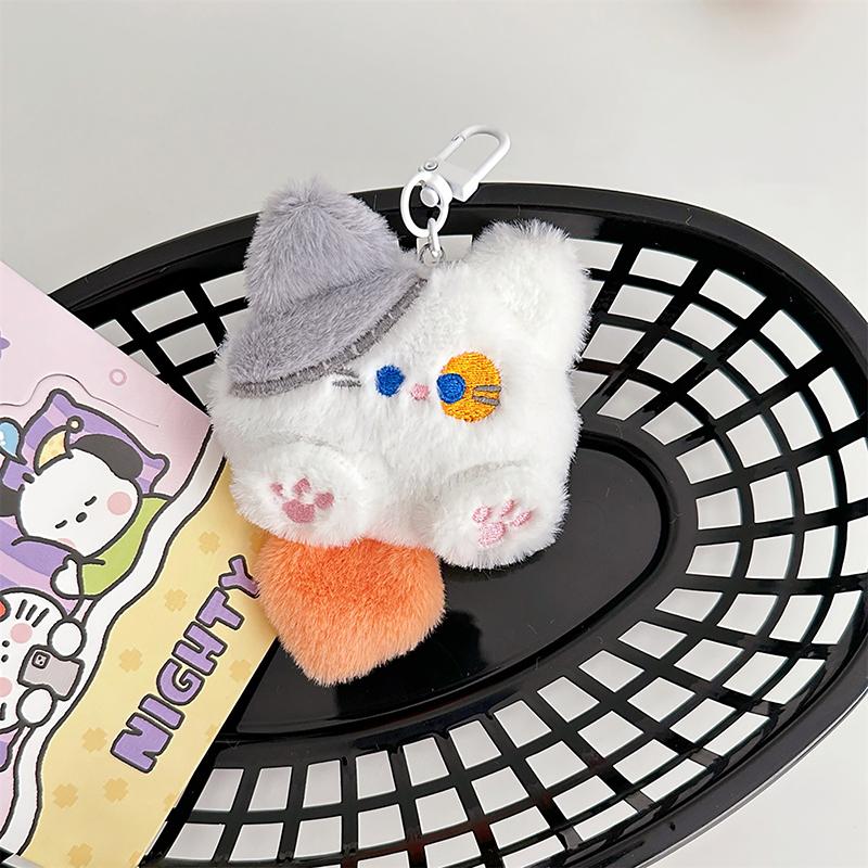 Плюшевый брелок в виде длиннохвостого кота Squeak, милый мягкий брелок в виде кота, украшения на сумку, брелок в виде плюшевой куклы Kawaii Cat