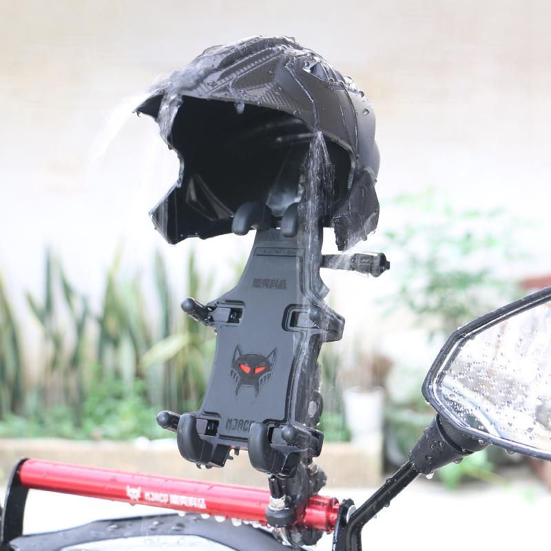 Mobile Phone Holder with Rain Cover & Sunshade: Umbrella Mount for Scooter/Motorcycle Helmets - Rainproof for Delivery Riders