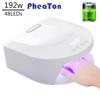 192 Вт УФ-светодиодная лампа для маникюра, беспроводная перезаряжаемая профессиональная сушилка для гель-лака для ногтей, 48 светодиодов, быстросохнущая лампа для ногтей, салонные инструменты