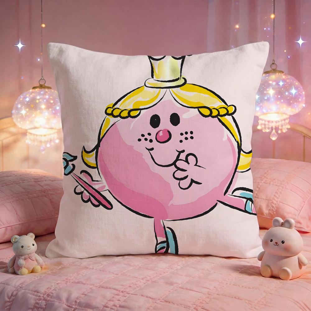 MrMen And LLittle MMiss Cushion Cover Premium Comfort Reversible Pillow Cove Two In One Design For Any Room Car Interior