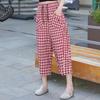 Повседневные летние клетчатые брюки женские большого размера элегантные женские брюки с эластичной резинкой на талии винтажная одежда
