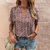 V-neck Printed Women's T-shirt Casual Tops Floral Cheap Blouse Summer Fashion Ladies Clothes Female Oversized Short Sleeve Tees