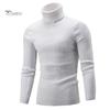 Casual Men Winter Solid Color Turtle Neck Long Sleeve Twist Knitted Slim Sweater