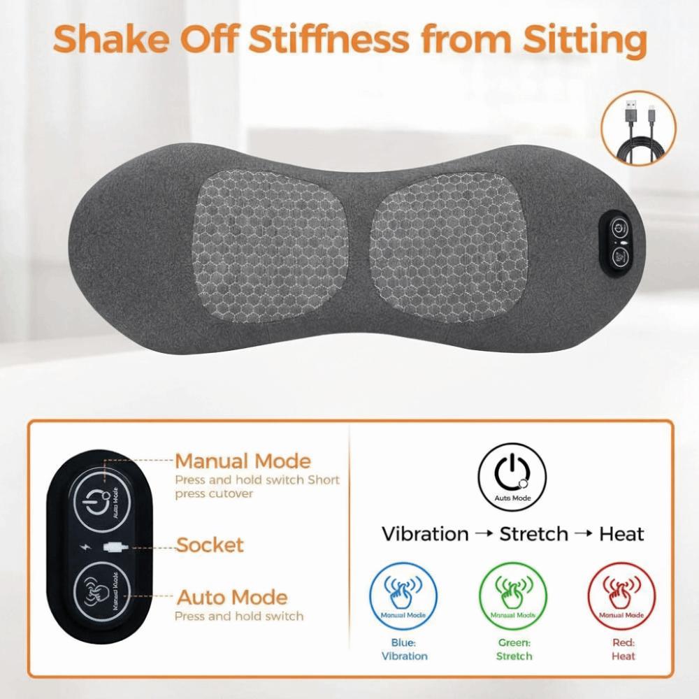 Vibrating Massage 3-in-1 Back Massager Heating Function Lower Back Massager Car Use