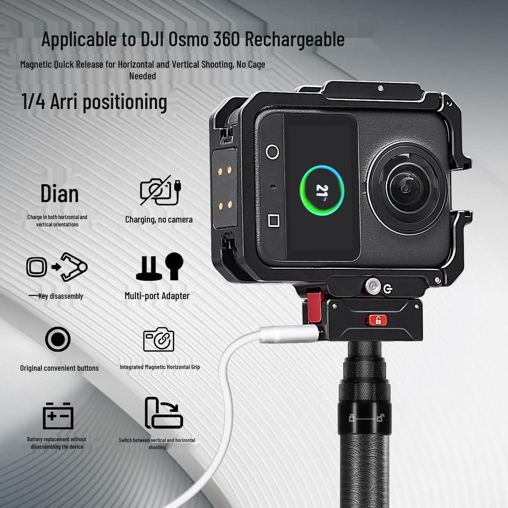 Совместимая магнитная клетка с быстрым отсоединением 360 для DJI OSMO с базой для зарядки и позиционированием 1/4 Arri