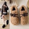Bow-tie Fluffy Shoes for Women's Outer Wear 2025 Winter New Korean Version Velvet Warm One-pedal Doudou Shoes Women's Shoes Cotton Shoes