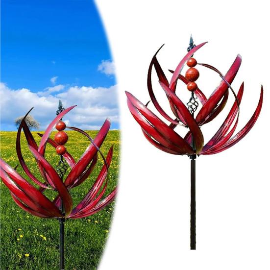 Цветок Ветер Spinner Украшение кола Непогода Открытый Сад Двор Крыльцо Газон Роторный Металлический Spinner Земля Шип Орнамент Рождественский Подарок