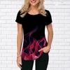 Женские футболки с коротким рукавом и 3D принтом, летние уличные пуловеры с пламенным рисунком, топы, свободная футболка большого размера, женские повседневные футболки