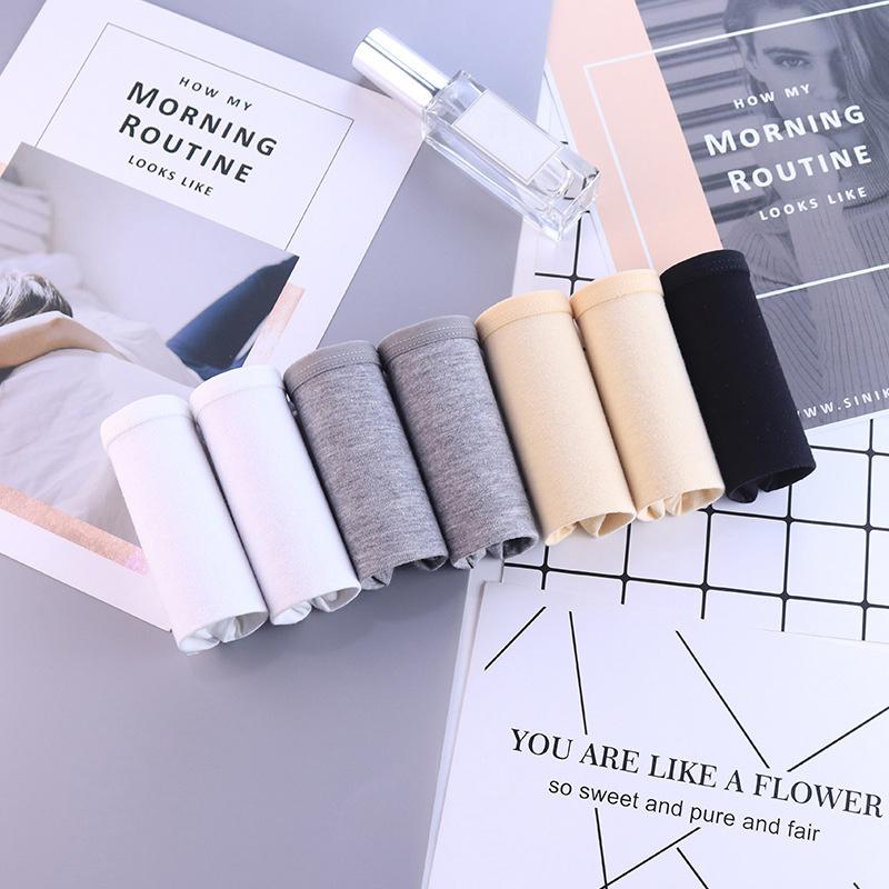 Женские хлопковые трусики, 7 шт./компл., однотонное нижнее белье, удобные трусики со средней посадкой для девочек, дышащие трусы, женское нижнее белье XXL