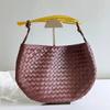 New BV Sardine Woven Women's Bag Leather Premium Hand Bag Metal Handle Dumpling Bag
