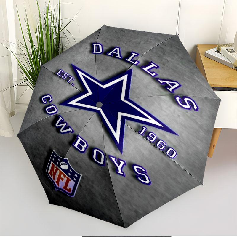Dallas Cowboys Print Automatic Open Close Umbrella, Portable Foldable Umbrella, for Outdoor Commute Camping Trip, Ideal Birthday Gift