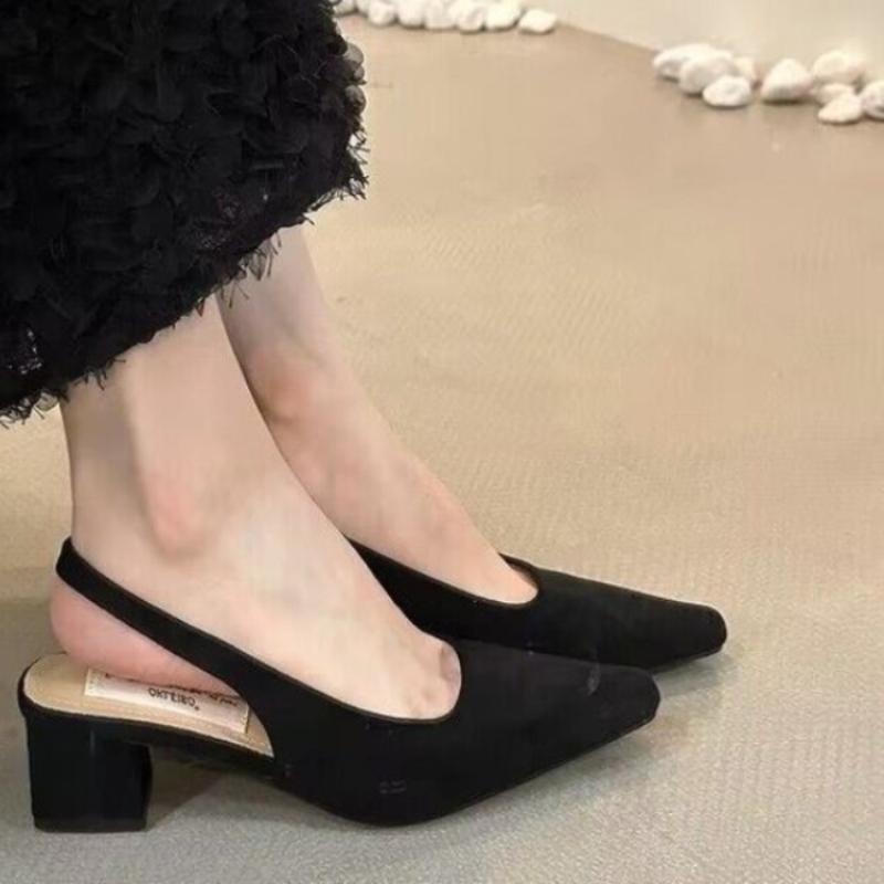Новинка 2024 года, весна, новые сандалии, модные женские туфли без застежек на щиколотку, туфли-лодочки на низком каблуке для улицы, мюли, туфли-лодочки