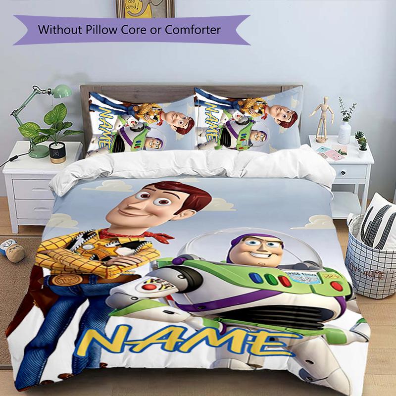 3pcs Toy Story2 Cover Set - Personalized Name, HD Printed Bedding with 1 Cover and 2 Pillowcases - Perfect for Home Decor, Easy Care
